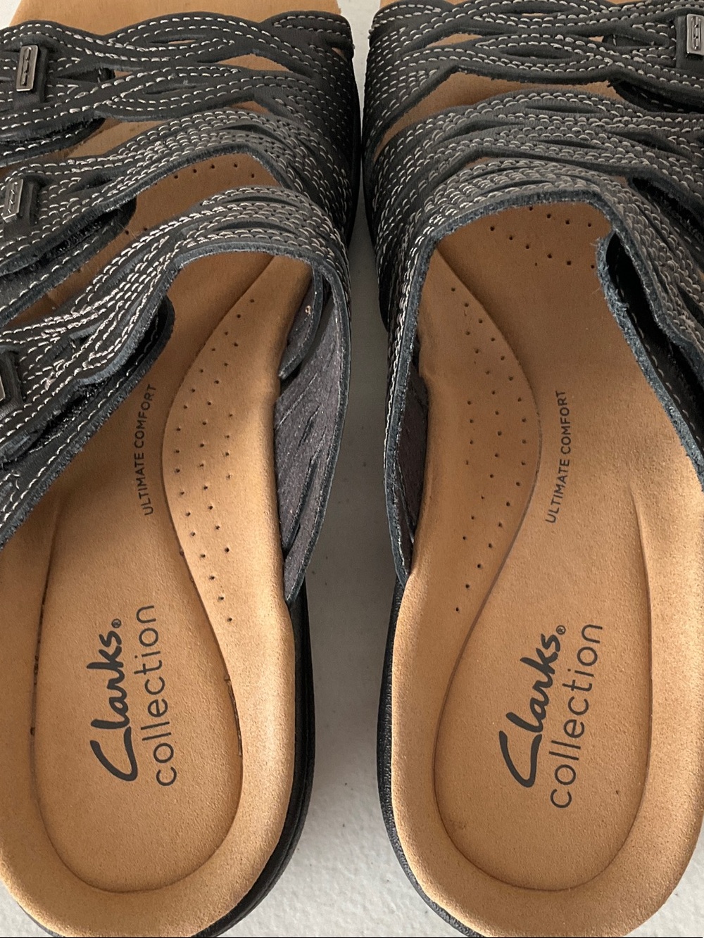 Clarks Laurieann Black Braided Multi-Strap Comfort Sandals - Picture 4 of 6